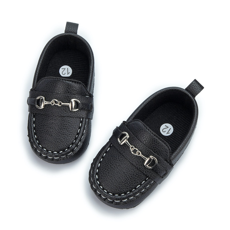 First walker Pu leather dress baby boy Soft sole infant Moccasins baby loafers shoes Black
